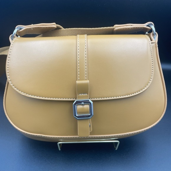 Tan Vegan Leather Boho Crossbody/Shoulder Bag-Purse 8.5"x5" NWOT Madison‎ West - Picture 3 of 16